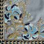 Hand-beaded couture design on silk with thread work and kasab