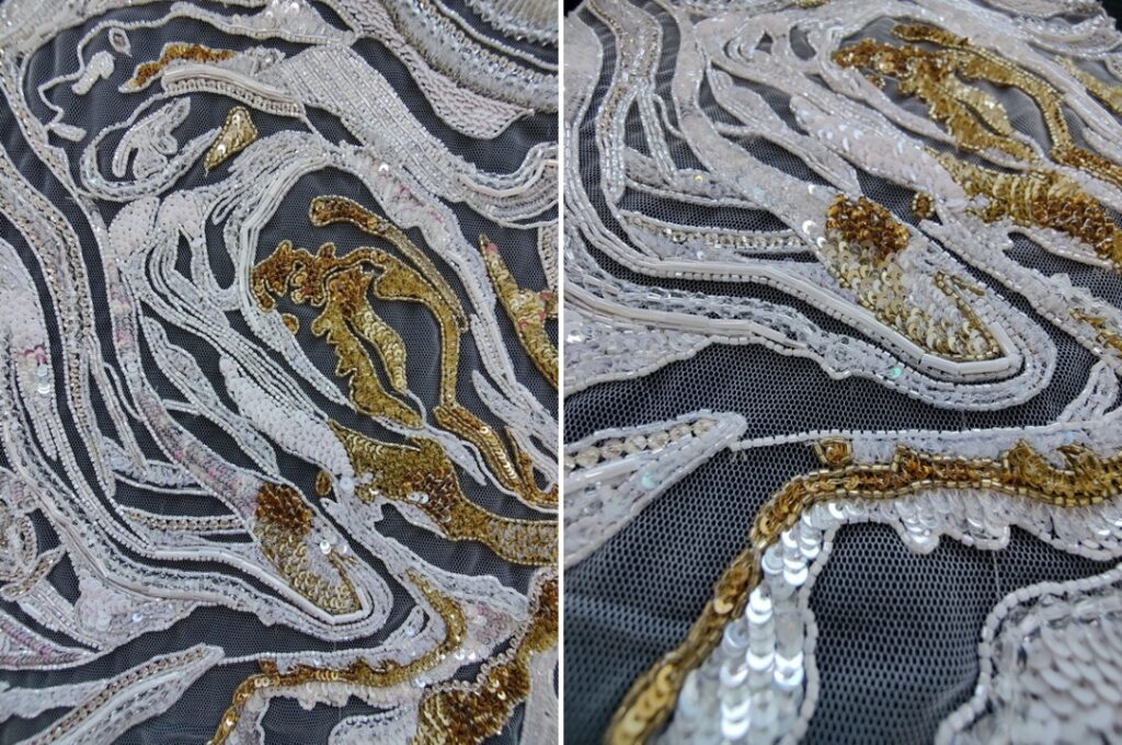 Ricamour hand beaded bridal design with a dash of gold