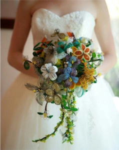 Hand beaded bridal bouquet