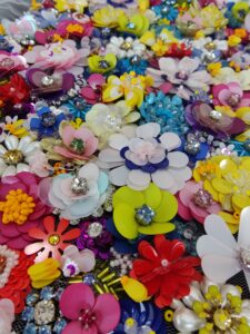 3D flowers for a runway couture gown