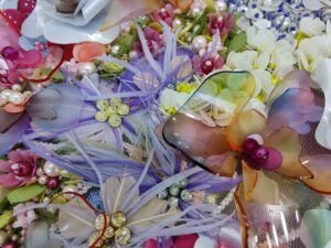 Floral hand-beaded design for couture gown