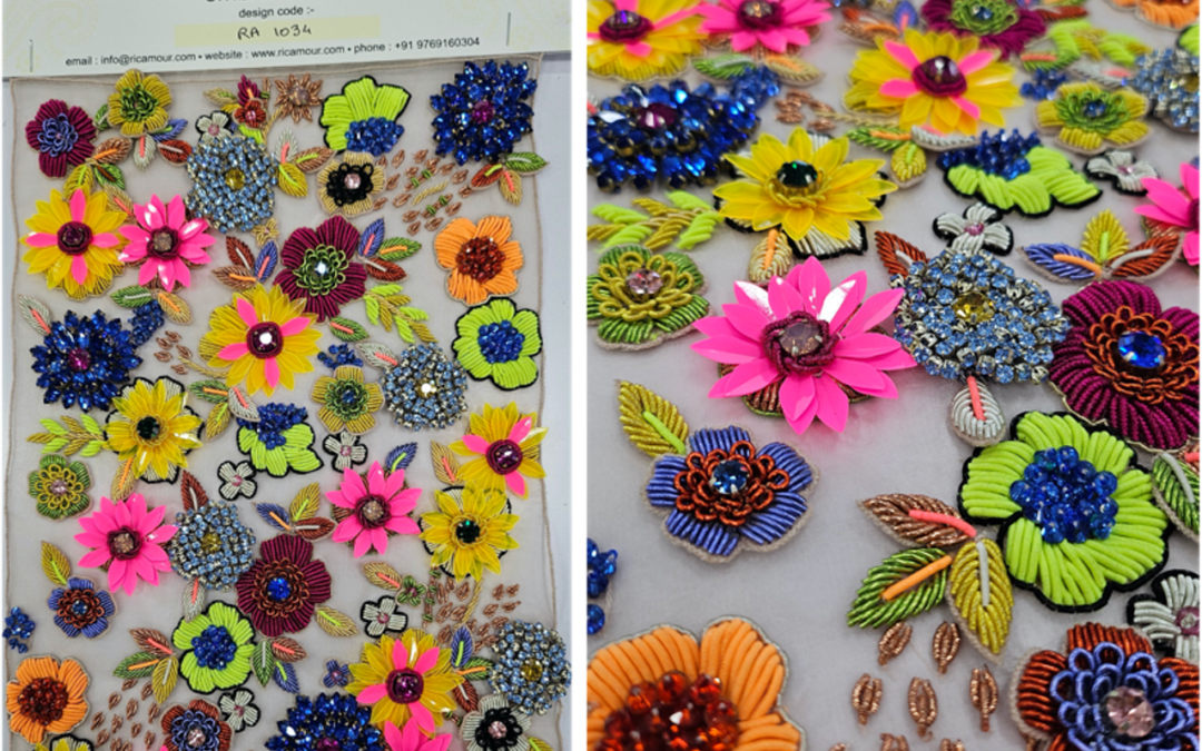Hand-beaded floral couture design for gowns