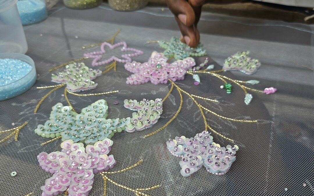 Custom Hand embroidery by Ricamour Embroideries for high quality couture gown