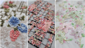 Hand embroidered designs created by Ricamour Embroideries