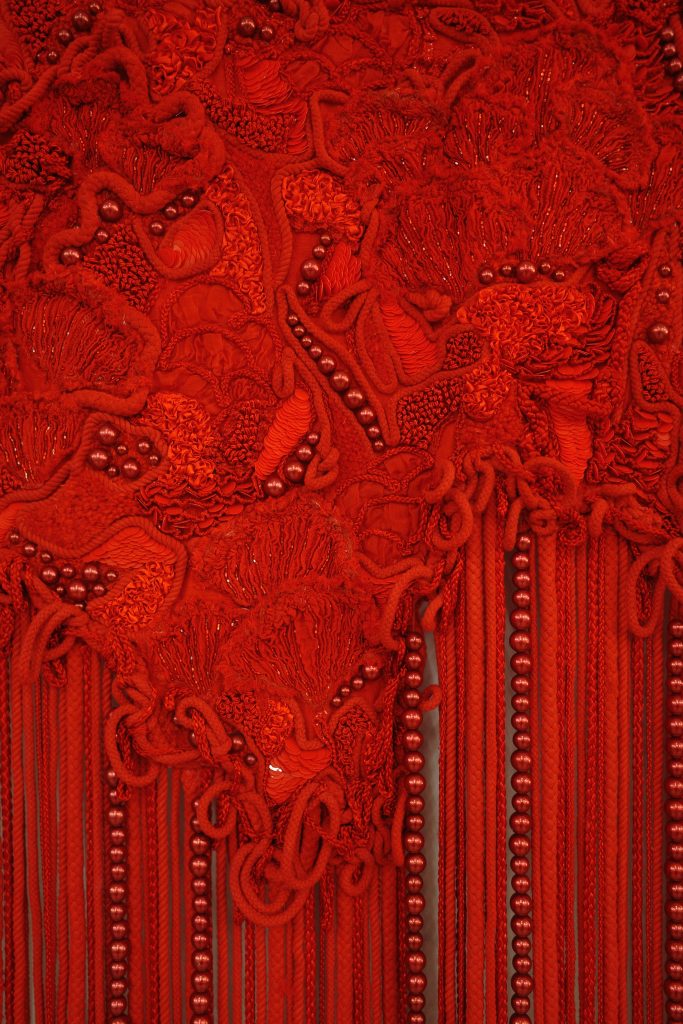 The martian veil- a hand-embroidered art installation created by Ricamour Embroideries
