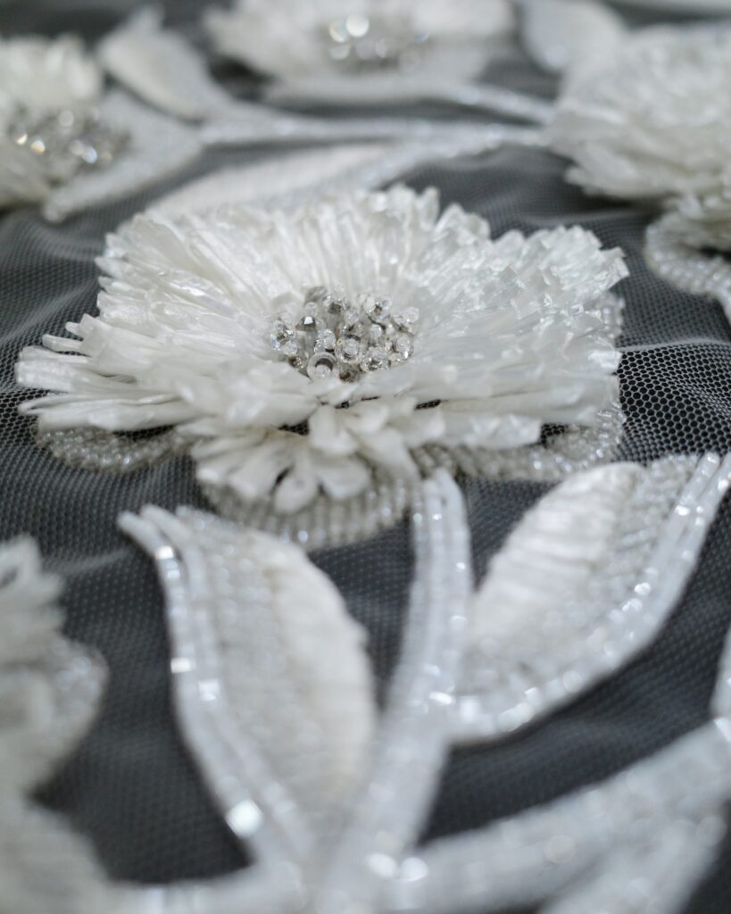 custom hand embroidery by Ricamour Embroideries for couture, bridal, art, accessories