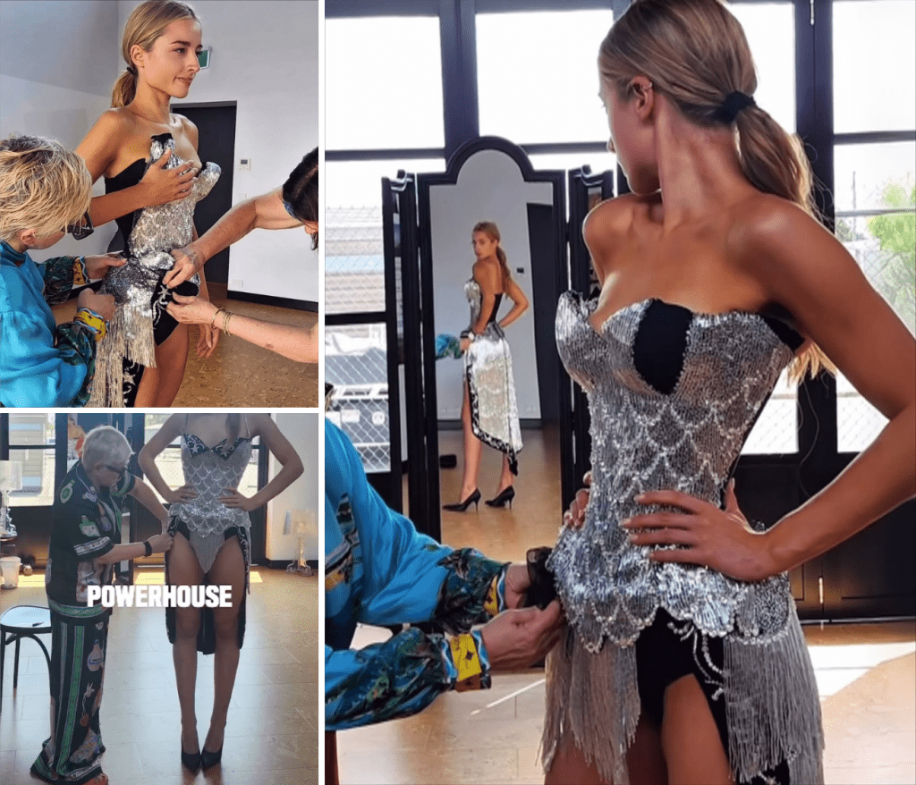 Hand-embroidery by Ricamour Embroideries for recreating the inconic Moin Rouge costume