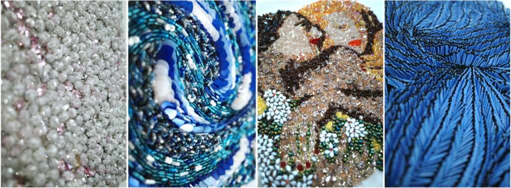 Hand-embroidered textures designed by Ricamour. For MET Gala inspiration. Embroidery company in Mumbai India