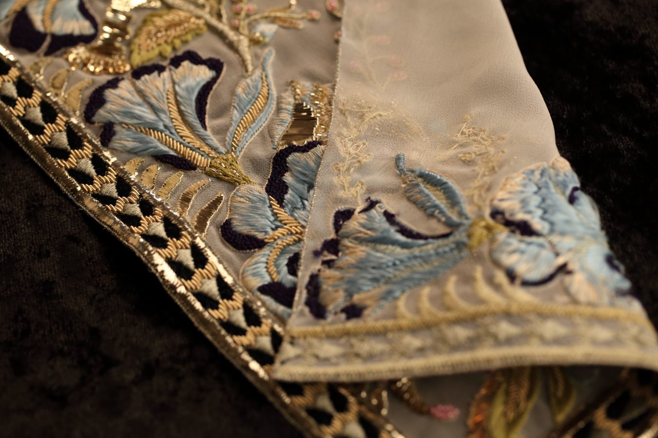 Hand embroidered flowers with threads made by Ricamour in Mumbai India