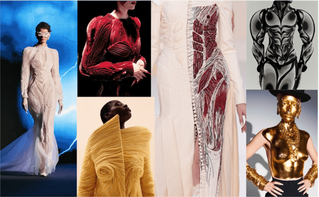 Human anatomy inspired designs fro MET gala and couture week. Hand-beaded and embroidered