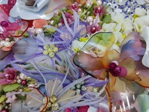 Hand embroidered design by Ricamour for fashion, costume, art and interiors